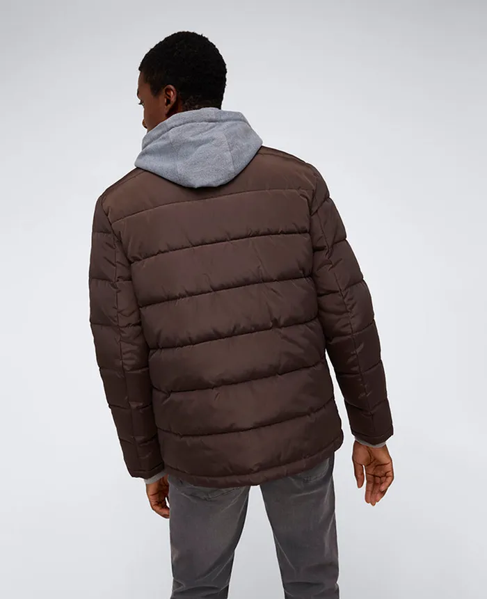 Kenneth Cole Jackets and Outerwear Men Puffer With Attached Jersey Hood Brown Kenneth Cole Jackets and Outerwear Men Puffer With Attached Jersey Hood Brown