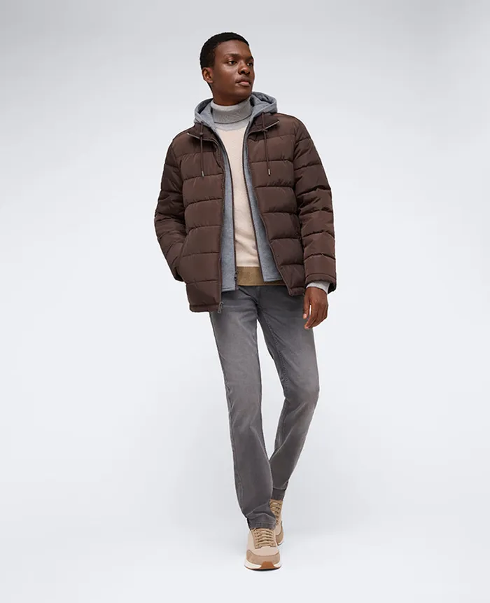 Kenneth Cole Jackets and Outerwear Men Puffer With Attached Jersey Hood Brown Kenneth Cole Jackets and Outerwear Men Puffer With Attached Jersey Hood Brown