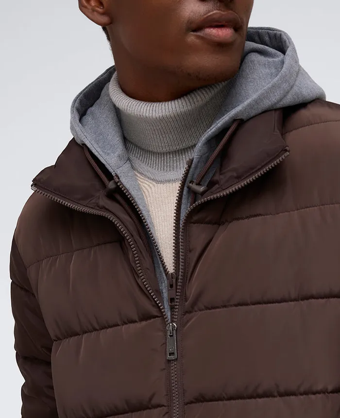 Kenneth Cole Jackets and Outerwear Men Puffer With Attached Jersey Hood Brown Kenneth Cole Jackets and Outerwear Men Puffer With Attached Jersey Hood Brown