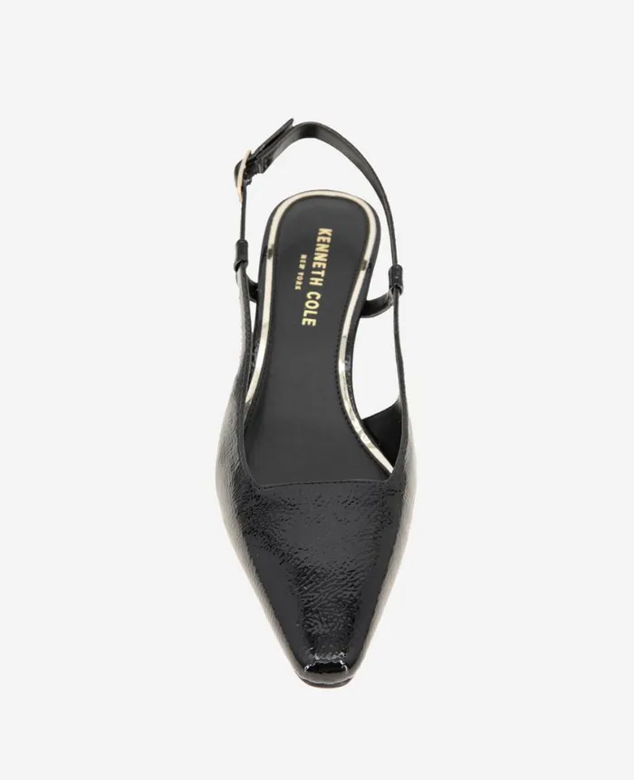 Kenneth Cole Pumps and Heels Women Martha Patent Slingback Kitten Heel Black Kenneth Cole Pumps and Heels Women Martha Patent Slingback Kitten Heel Black