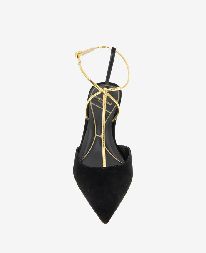 Kenneth Cole Pumps and Heels Women Umi TStrap Suede Heel Black