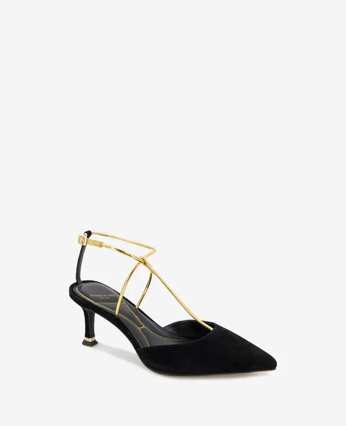 Kenneth Cole Pumps and Heels Women Umi TStrap Suede Heel Black