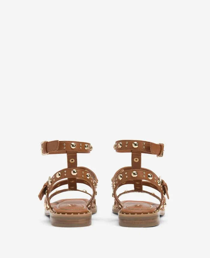 Kenneth Cole Sandals and Wedges Women Ruby Studded Gladiator Flat Sandal Brown Kenneth Cole Sandals and Wedges Women Ruby Studded Gladiator Flat Sandal Brown