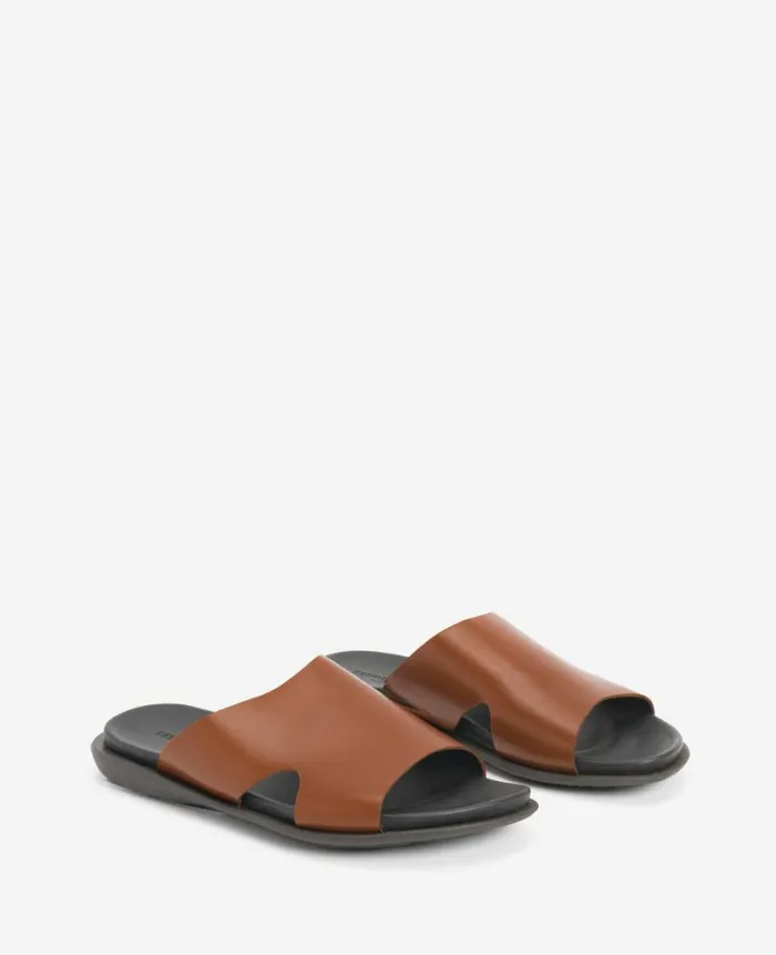 Kenneth Cole Sandals Men SandY Beach Leather Slide Sandal Brown