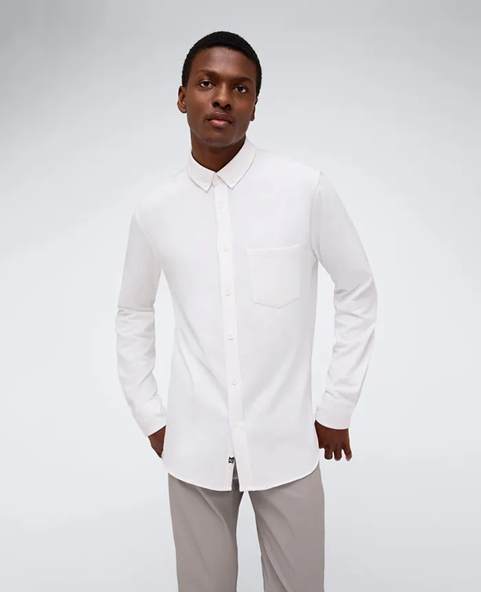 Kenneth Cole Shirts Men Long Sleeve Button Down Stretch Shirt With Pocket White