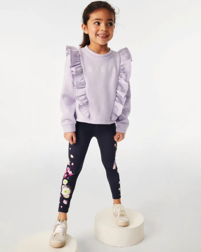 Kids ADAMINA 8211 Frill Sweatshirt And Floral Leggings Set Lilac Ted Baker Playsuits and Sets Kids ADAMINA 8211 Frill Sweatshirt And Floral Leggings Set Lilac Ted Baker Playsuits and Sets
