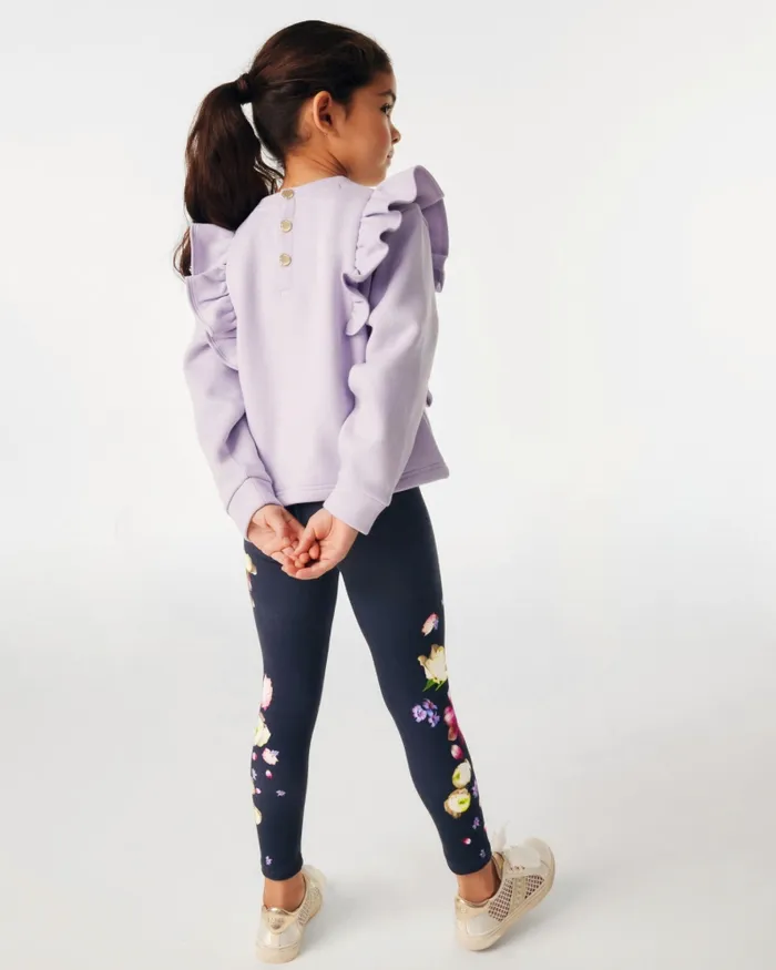 Kids ADAMINA 8211 Frill Sweatshirt And Floral Leggings Set Lilac Ted Baker Playsuits and Sets Kids ADAMINA 8211 Frill Sweatshirt And Floral Leggings Set Lilac Ted Baker Playsuits and Sets