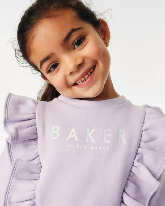 Kids ADAMINA 8211 Frill Sweatshirt And Floral Leggings Set Lilac Ted Baker Playsuits and Sets Kids ADAMINA 8211 Frill Sweatshirt And Floral Leggings Set Lilac Ted Baker Playsuits and Sets