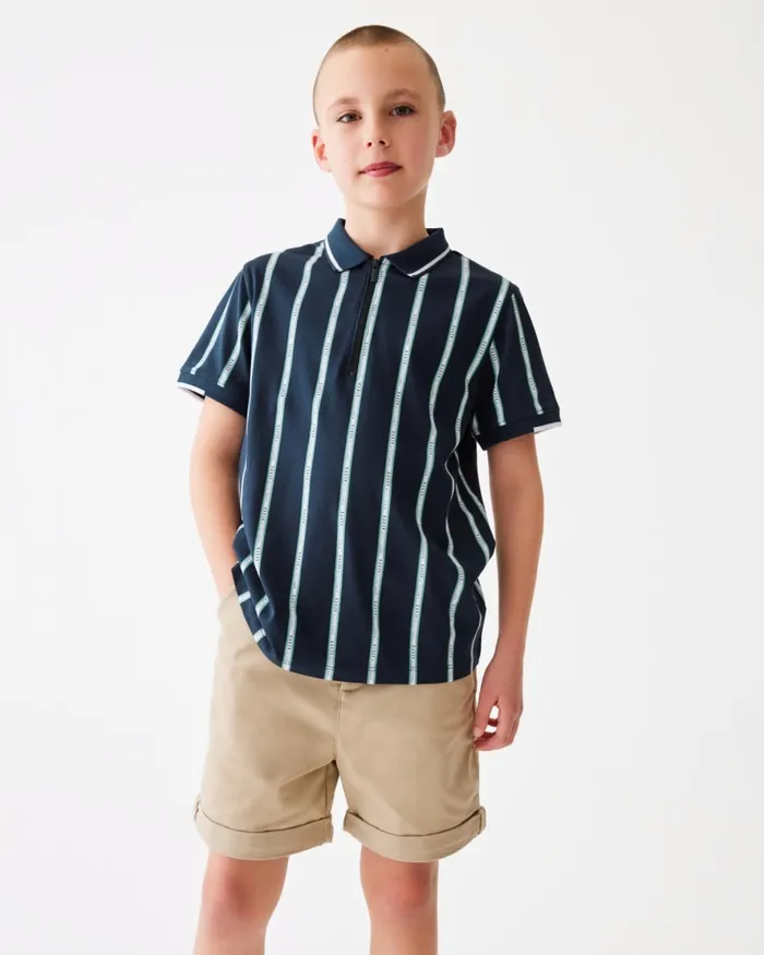 Kids ANDREII 8211 Vertical Stripe Zip Polo Shirt Navy Ted Baker Tops Kids ANDREII 8211 Vertical Stripe Zip Polo Shirt Navy Ted Baker Tops