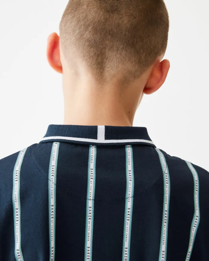 Kids ANDREII 8211 Vertical Stripe Zip Polo Shirt Navy Ted Baker Tops Kids ANDREII 8211 Vertical Stripe Zip Polo Shirt Navy Ted Baker Tops