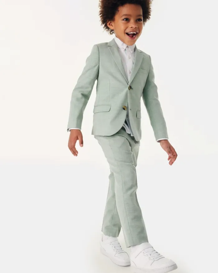 Kids ANGHEL 8211 Marled Pleated Suit Trousers Green Ted Baker Older Boys