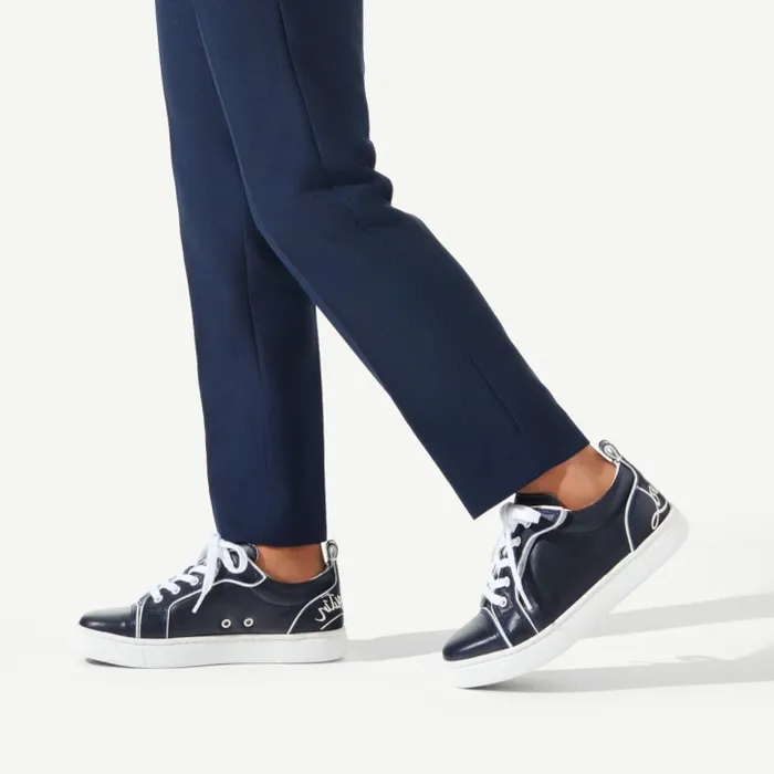 Kids Funnyto Lowtop Sneakers 8211 Calf Leather 8211 Navy Christian Louboutin Sneakers