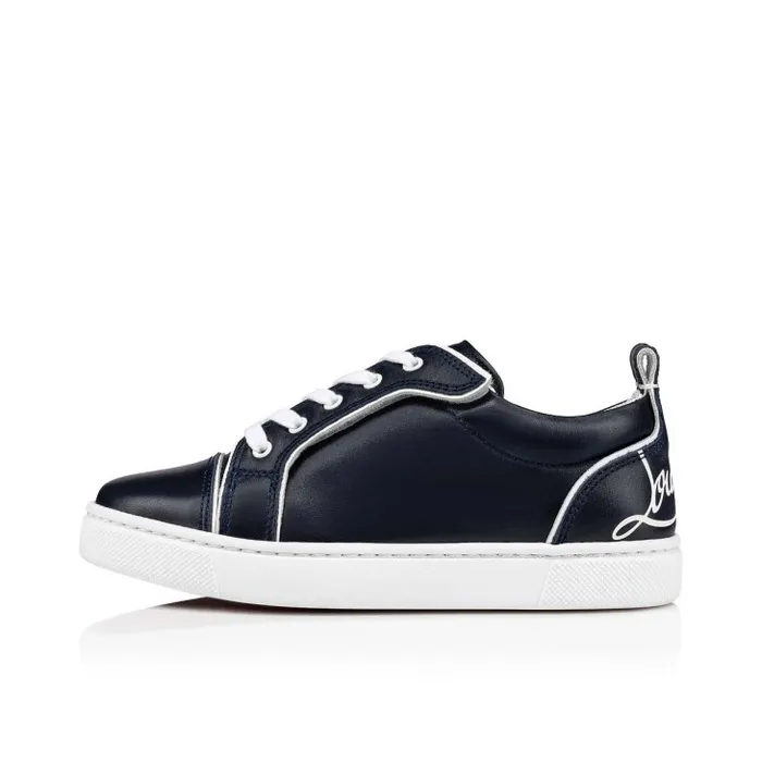 Kids Funnyto Lowtop Sneakers 8211 Calf Leather 8211 Navy Christian Louboutin Sneakers