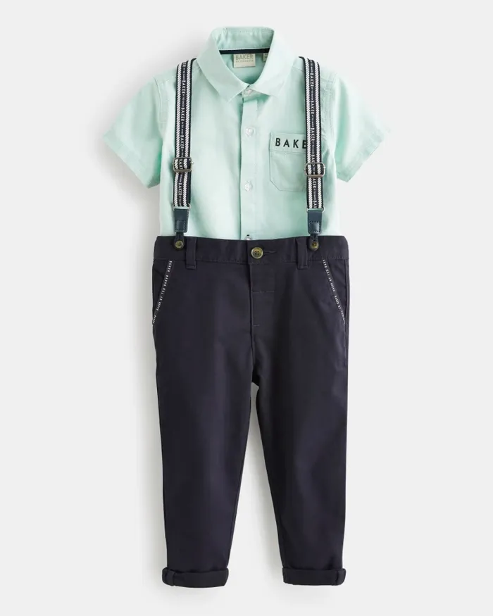 Kids SORIN 8211 Branded Shirt Trousers And Braces Set Navy Ted Baker Sets and Outfits Kids SORIN 8211 Branded Shirt Trousers And Braces Set Navy Ted Baker Sets and Outfits