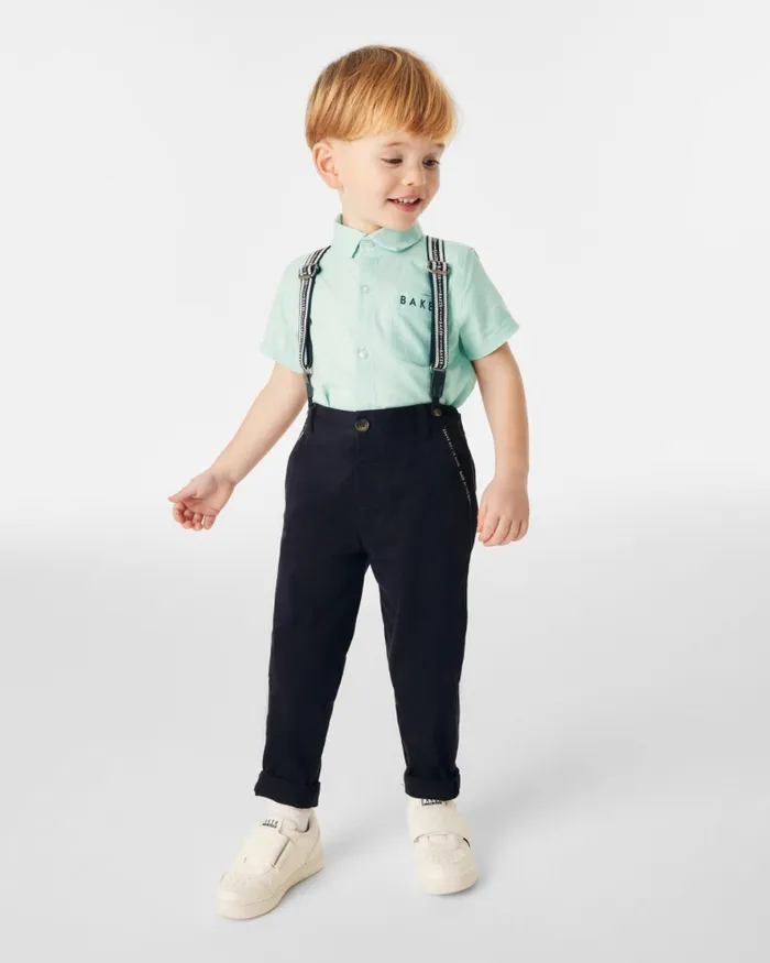 Kids SORIN 8211 Branded Shirt Trousers And Braces Set Navy Ted Baker Sets and Outfits Kids SORIN 8211 Branded Shirt Trousers And Braces Set Navy Ted Baker Sets and Outfits