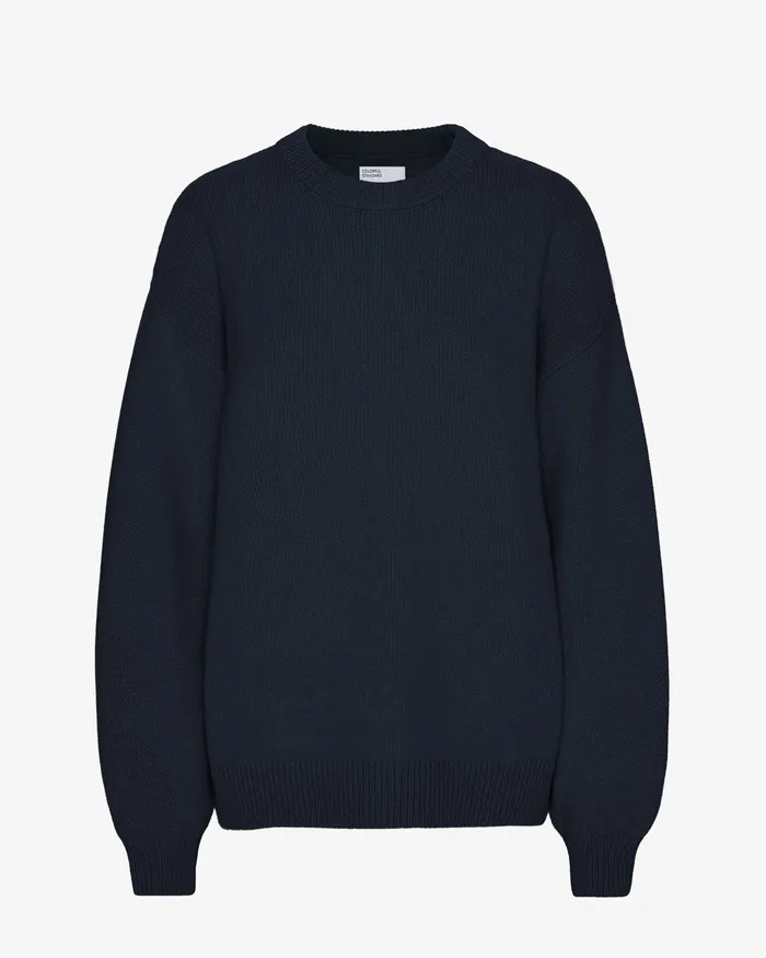 Knit Sweaters Oversized Merino Wool Crew 8211 Navy Blue Colorfulstandard Women