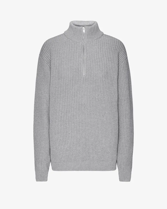 Knit Sweaters Women Colorfulstandard Merino Quarter Zip 8211 Heather Grey