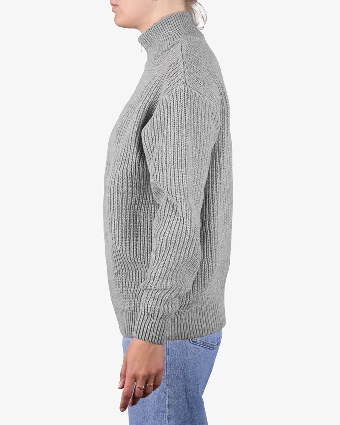 Knit Sweaters Women Colorfulstandard Merino Quarter Zip 8211 Heather Grey