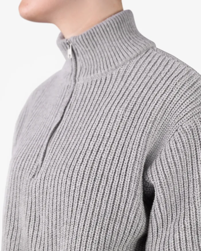 Knit Sweaters Women Colorfulstandard Merino Quarter Zip 8211 Heather Grey