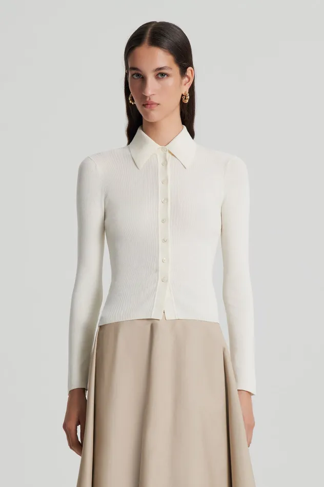 Knitwear KNIT SHIRT CREAM 8211 Scanlan Theodore Women Knitwear KNIT SHIRT CREAM 8211 Scanlan Theodore Women