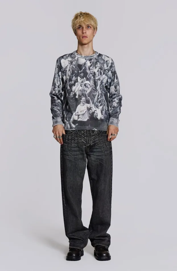 Knitwear Men Jaded London Crowd Print Jumper