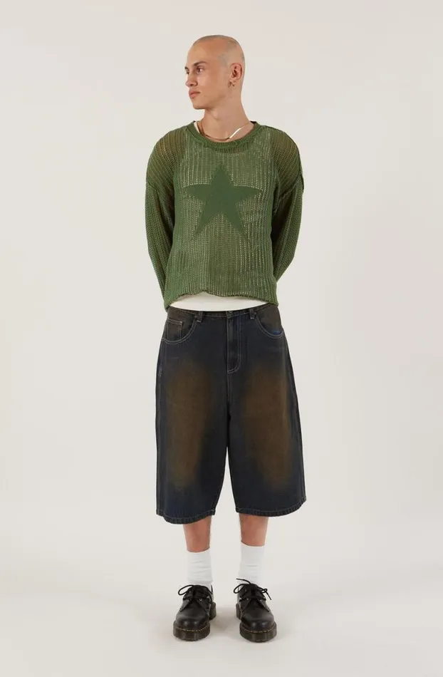 Knitwear Men Jaded London Green Nebula Jumper