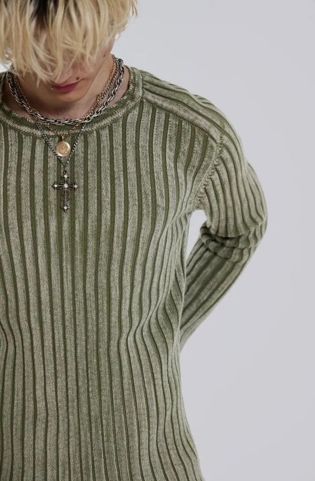 Knitwear Men Jaded London Moss Green Vault Knit