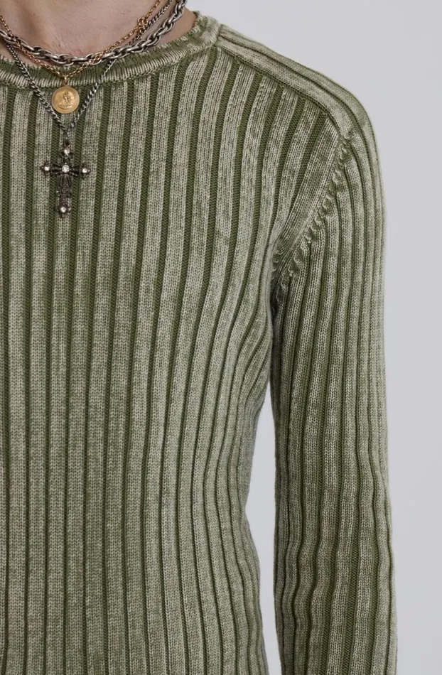 Knitwear Men Jaded London Moss Green Vault Knit