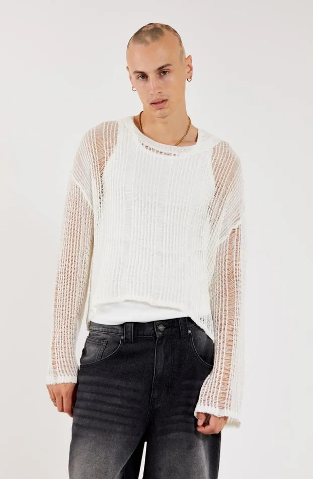 Knitwear Men Jaded London White Labyrinth Jumper