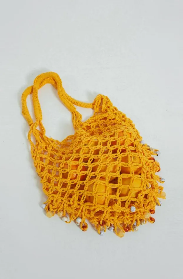 Knitwear Women Jaded London Canary Knit Bag With Beaded Trim