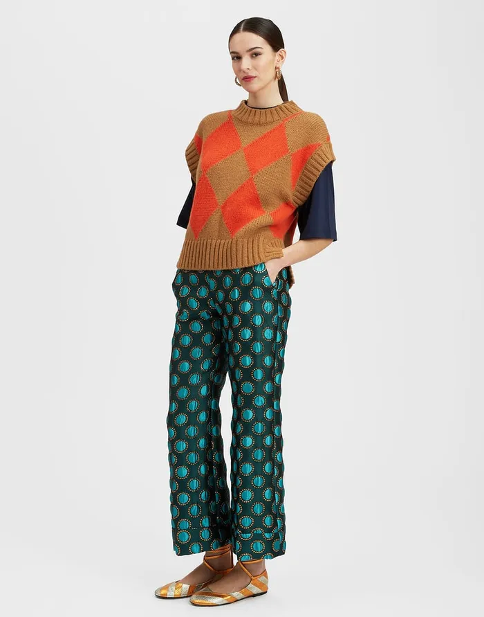 La Doublej Argyle Gilet Camel Orange In Wool Women Knitwear