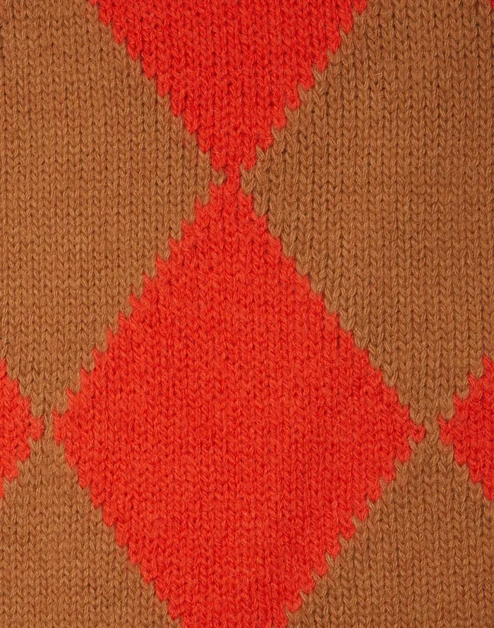 La Doublej Argyle Gilet Camel Orange In Wool Women Knitwear