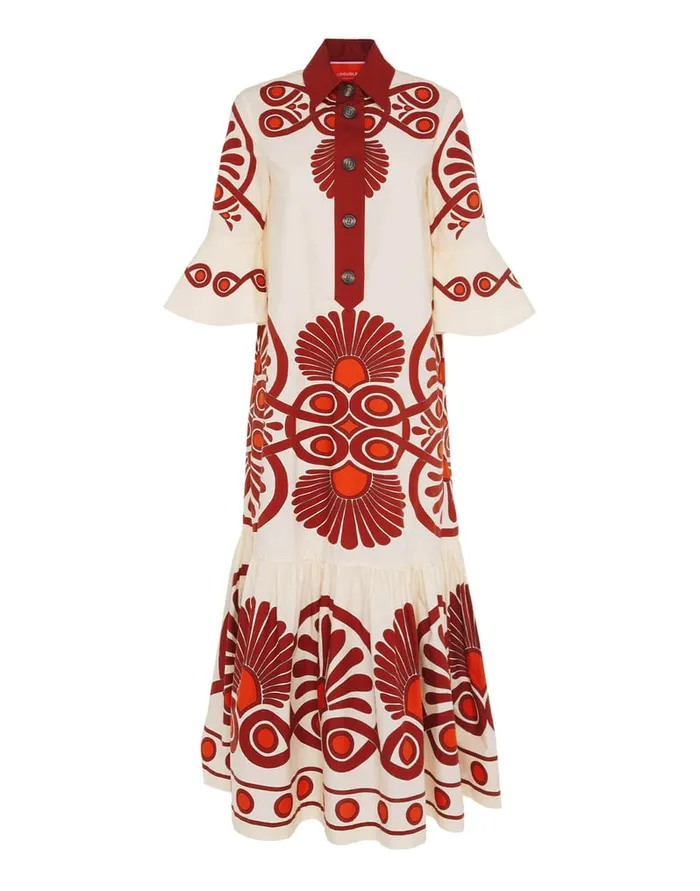 La Doublej Artemis Dress Medallion Place Cream In Cotton Poplin Women Dresses