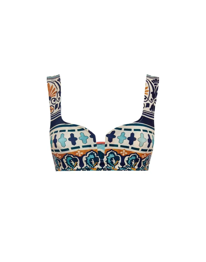 La Doublej Barbarella Bikini Top Casareale Small Place Cream In Lycra Women Swimwear