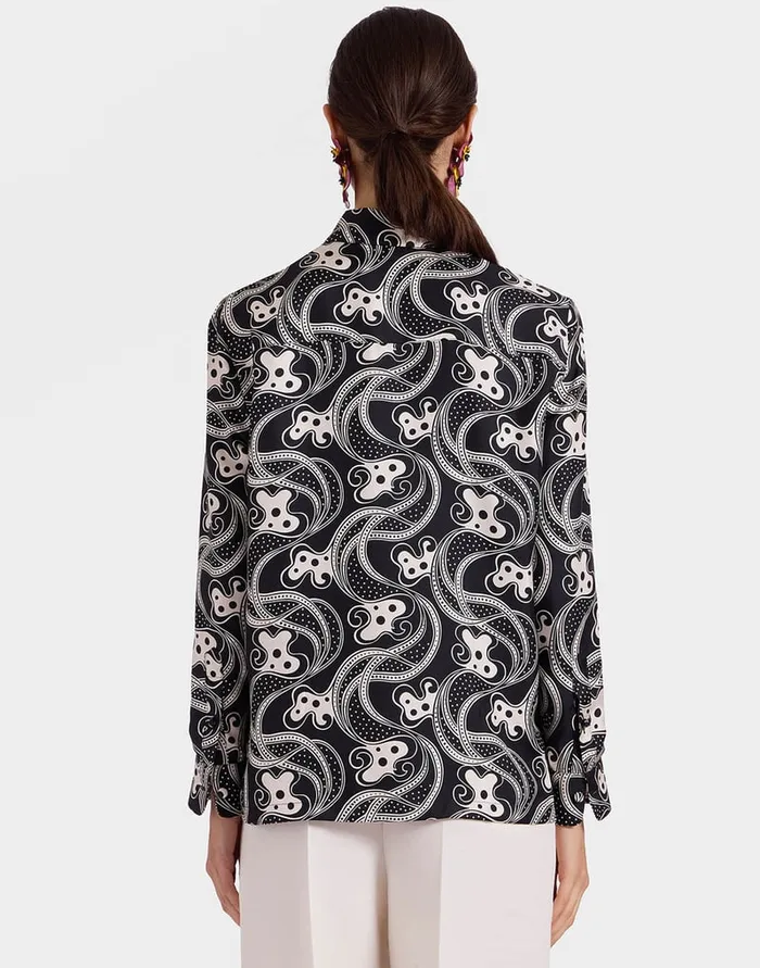 La Doublej Boy Shirt Aperol Black and White In Silk Twill Women Shirts and Tops
