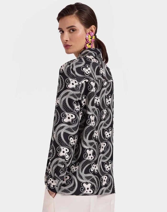 La Doublej Boy Shirt Aperol Black and White In Silk Twill Women Shirts and Tops