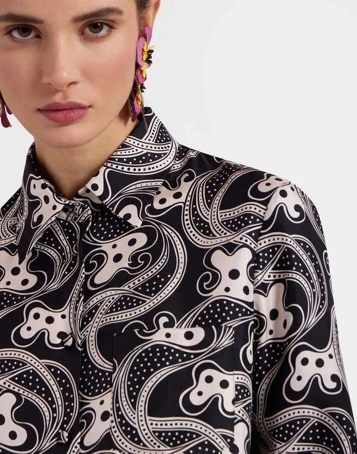 La Doublej Boy Shirt Aperol Black and White In Silk Twill Women Shirts and Tops