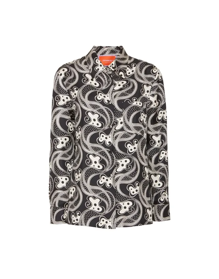 La Doublej Boy Shirt Aperol Black and White In Silk Twill Women Shirts and Tops