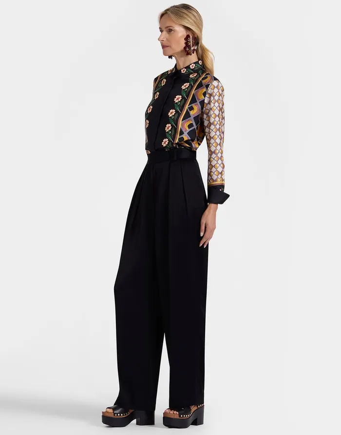 La Doublej Boy Shirt Dazed Place Black In Silk Twill Women Shirts and Tops
