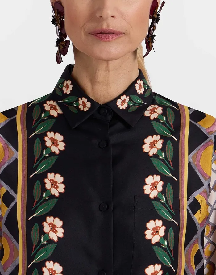 La Doublej Boy Shirt Dazed Place Black In Silk Twill Women Shirts and Tops