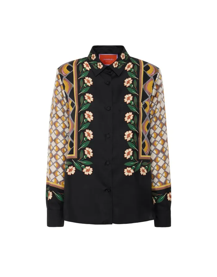 La Doublej Boy Shirt Dazed Place Black In Silk Twill Women Shirts and Tops