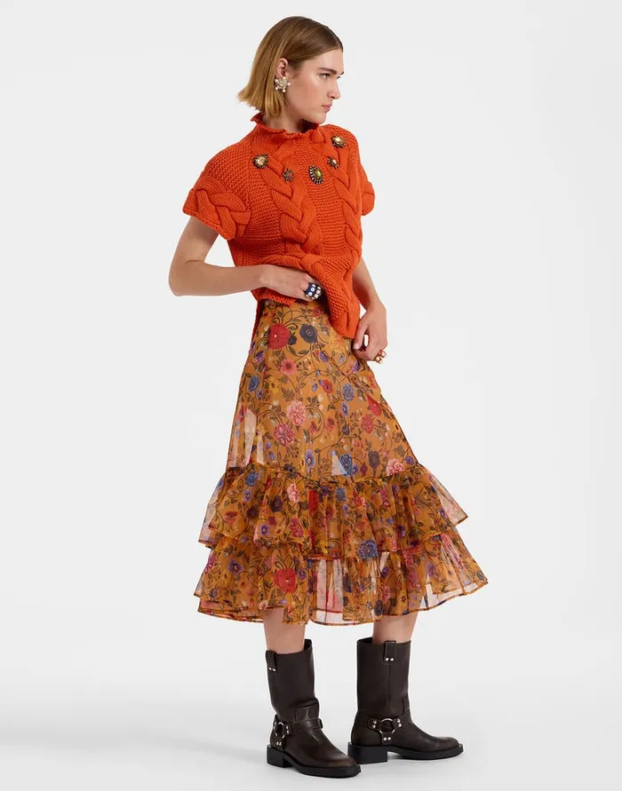La Doublej Charlotte Skirt Botticelli Rust In Organza Women Skirts