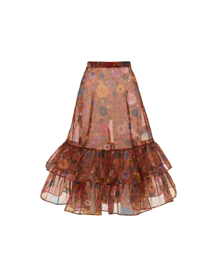La Doublej Charlotte Skirt Botticelli Rust In Organza Women Skirts