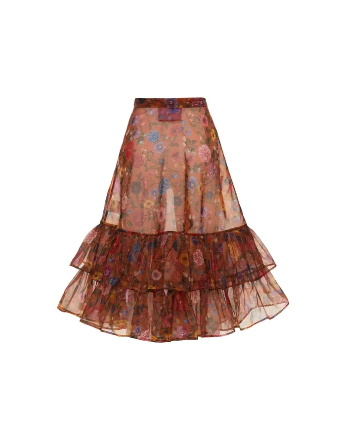 La Doublej Charlotte Skirt Botticelli Rust In Organza Women Skirts