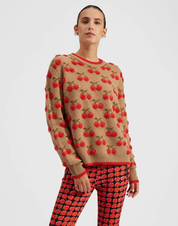 La Doublej Cherry Sweater CamelRed In Wool Women Knitwear