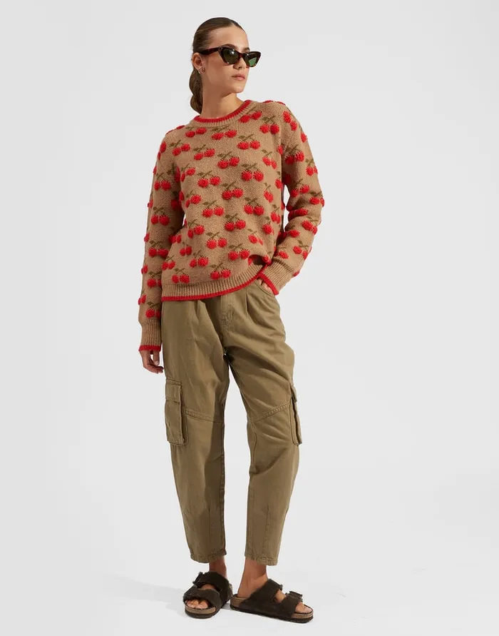 La Doublej Cherry Sweater CamelRed In Wool Women Knitwear