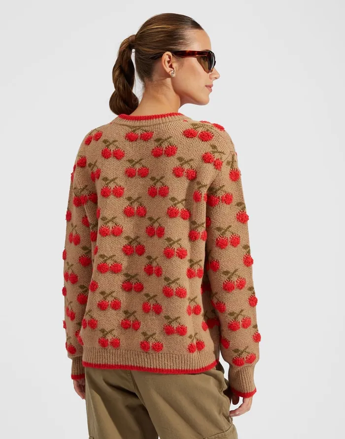 La Doublej Cherry Sweater CamelRed In Wool Women Knitwear