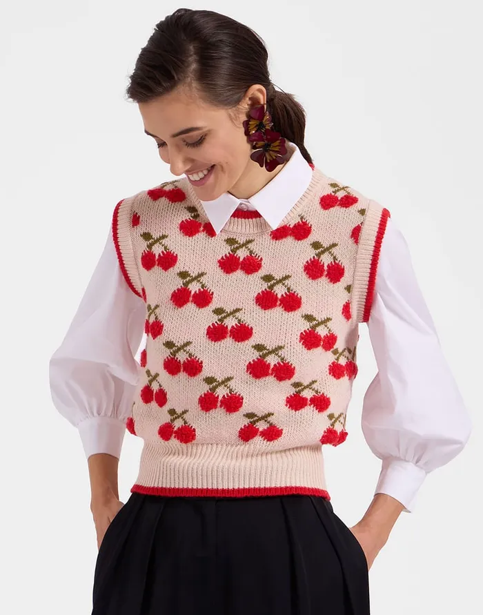 La Doublej Cherry Vest Off White In Wool Women Knitwear