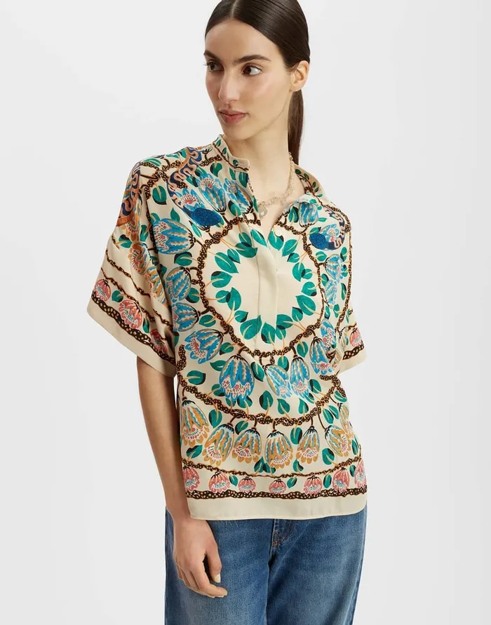 La Doublej Estelle Blouse Eve Ecru In Crepe De Chine Women Shirts and Tops