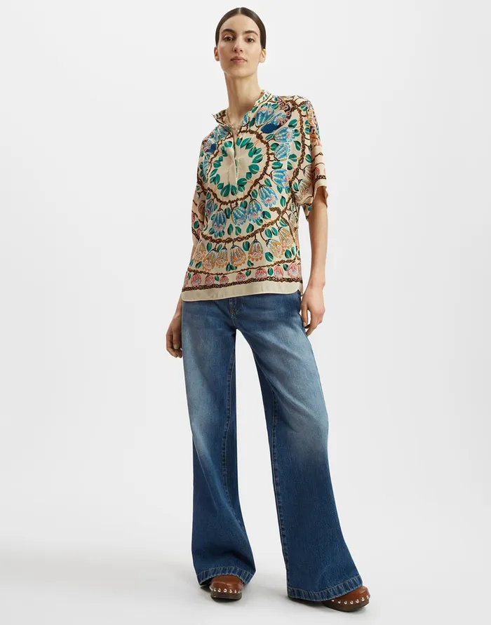 La Doublej Estelle Blouse Eve Ecru In Crepe De Chine Women Shirts and Tops